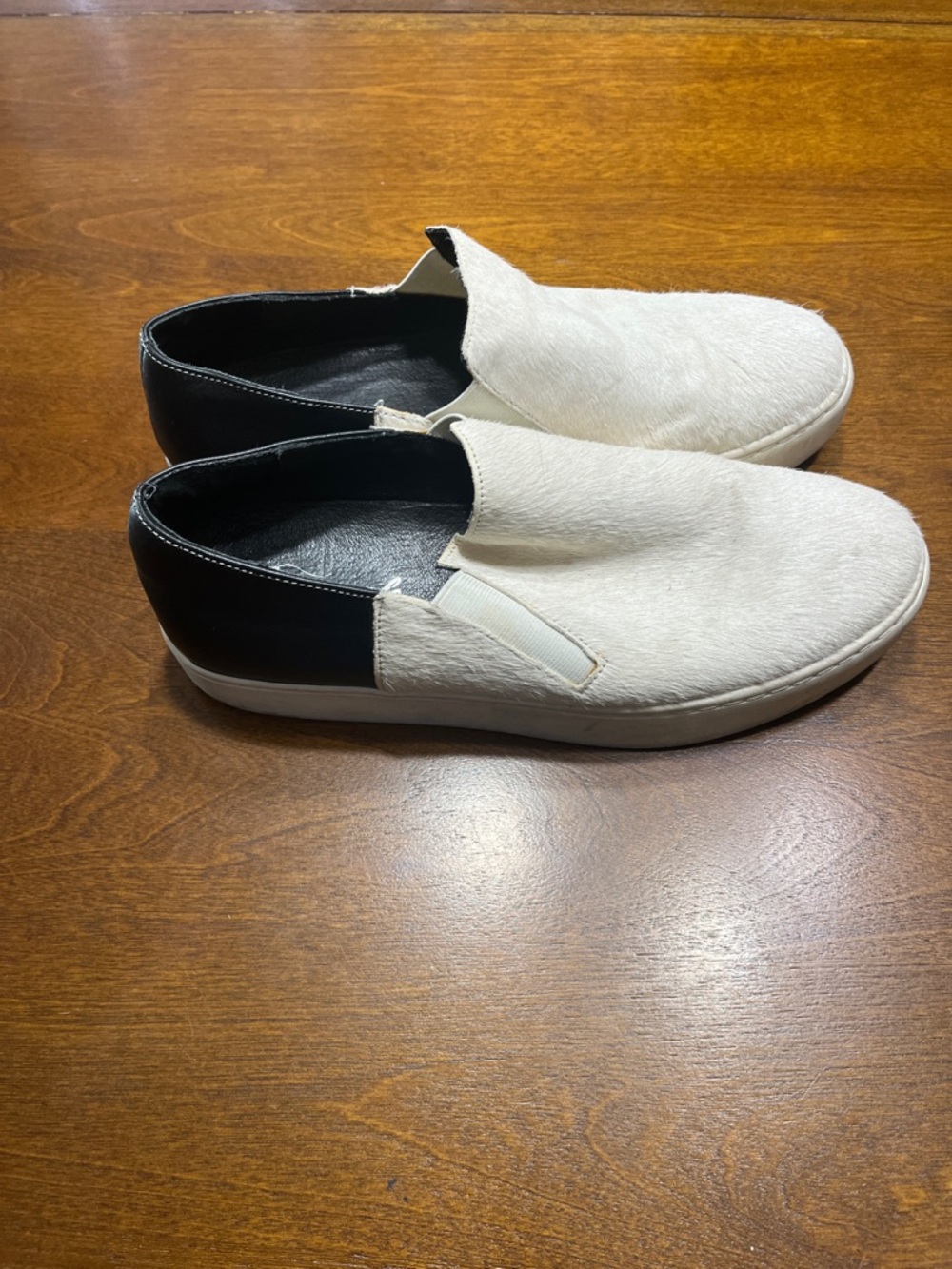 Free People White and Black Slip-On Loafers